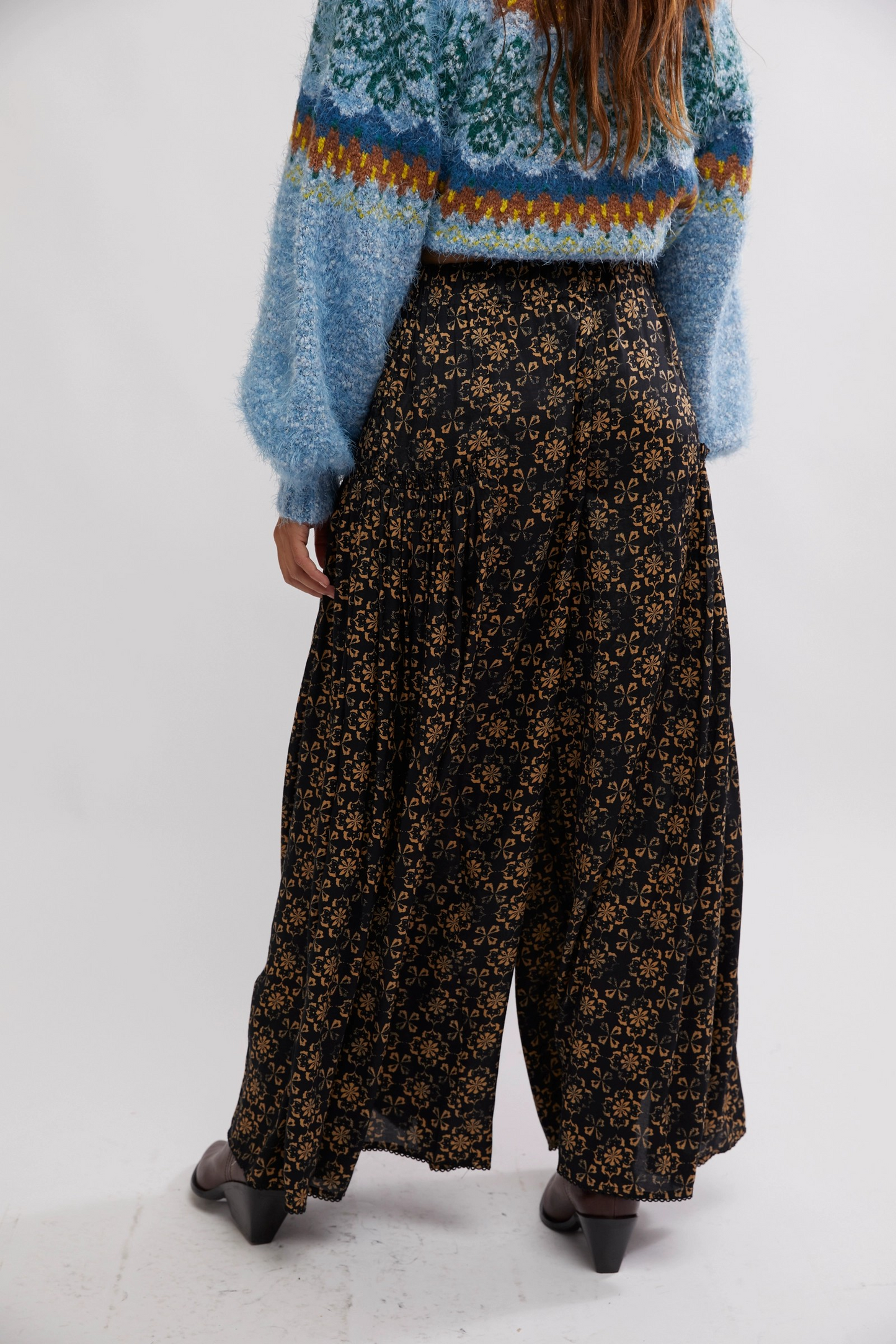 Free People - So Charming Wide Leg Pants in Black Combo - Tuscany