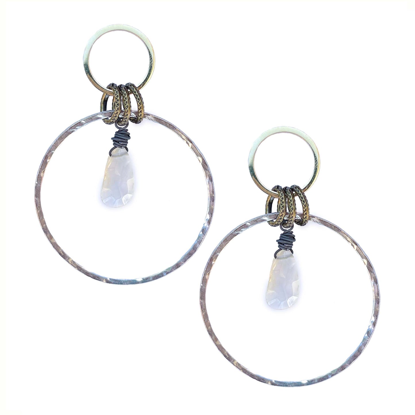 2 Circle Gold and Silver Earrings - SpiritedBoutiques Boho Hippie Boutique Style Earrings, Spirit Lala Boho