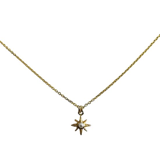 The Simple Starburst Necklace in Pearl - SpiritedBoutiques Boho Hippie Boutique Style Necklace, Modern Opus