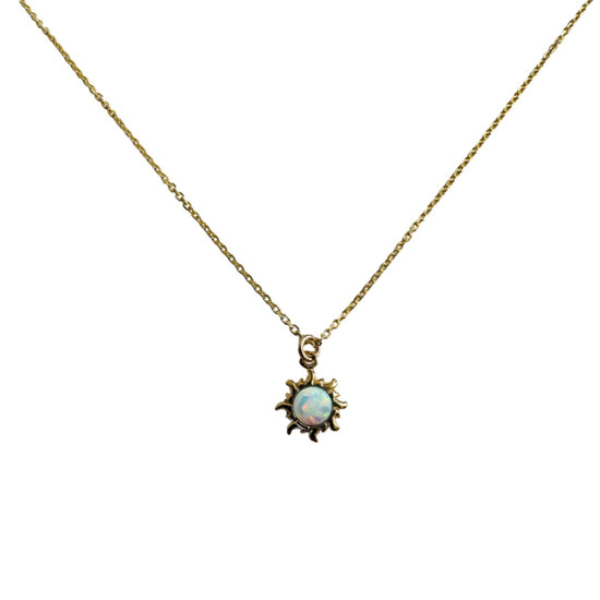 The Opal Sun Necklace in White - SpiritedBoutiques Boho Hippie Boutique Style Necklace, Modern Opus