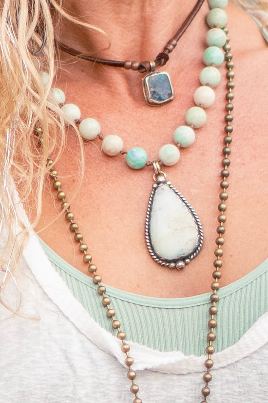 In The Spotlight Gemstone Necklace in Amazonite - SpiritedBoutiques Boho Hippie Boutique Style Necklace, Carol Sue