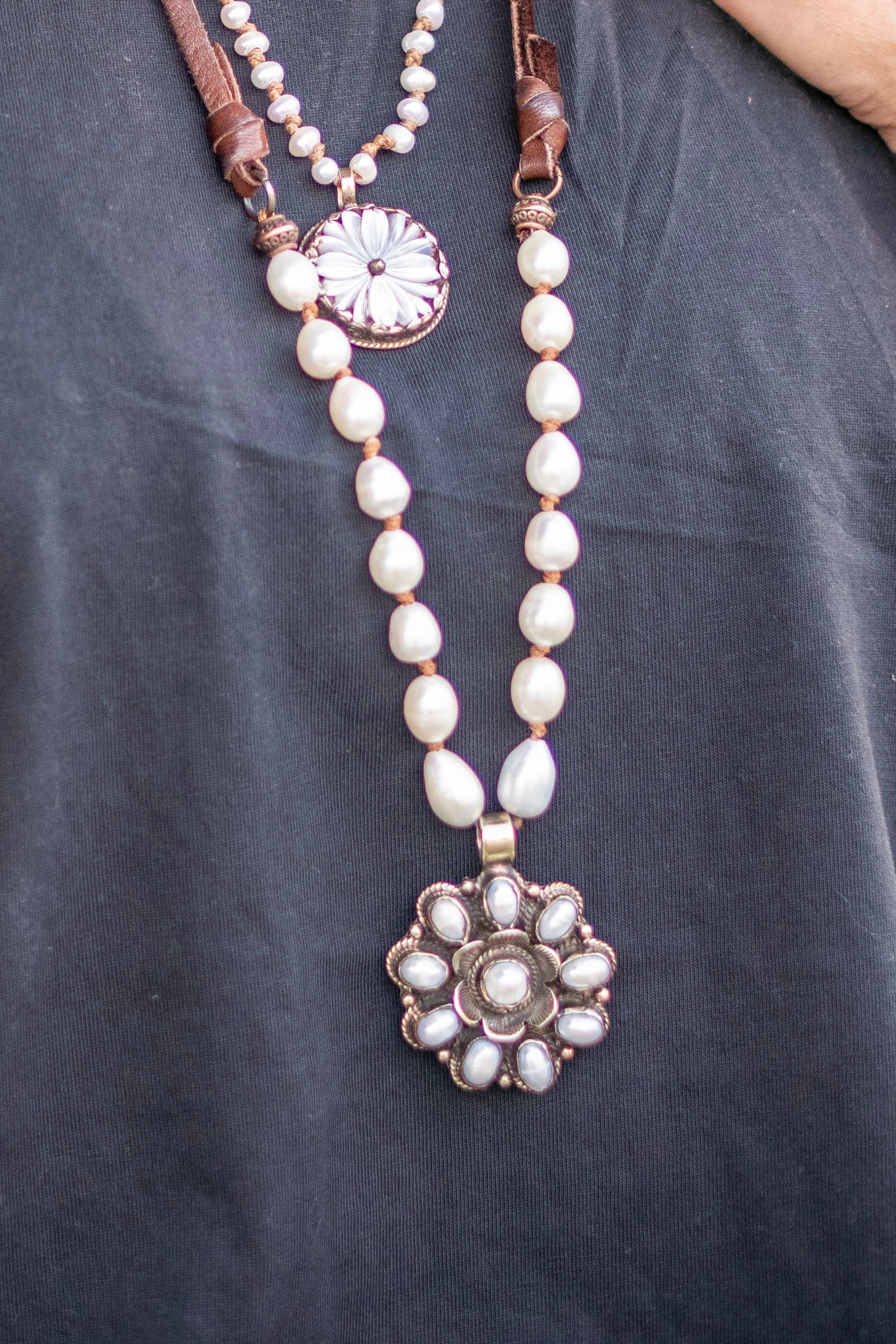 The Amelia Pearlescent Flower Necklace - SpiritedBoutiques Boho Hippie Boutique Style Necklace, Carol Sue