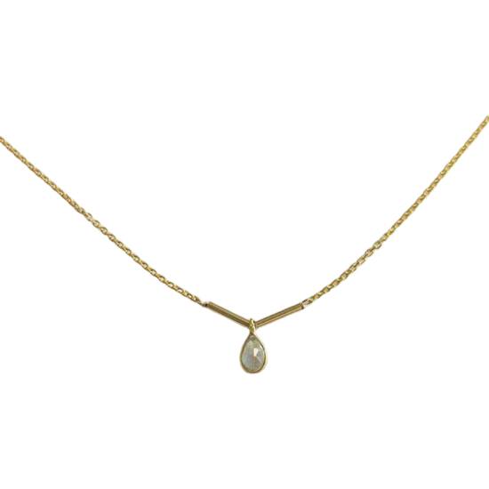 Labradorite Bar Drop Necklace - SpiritedBoutiques Boho Hippie Boutique Style Necklace, Modern Opus