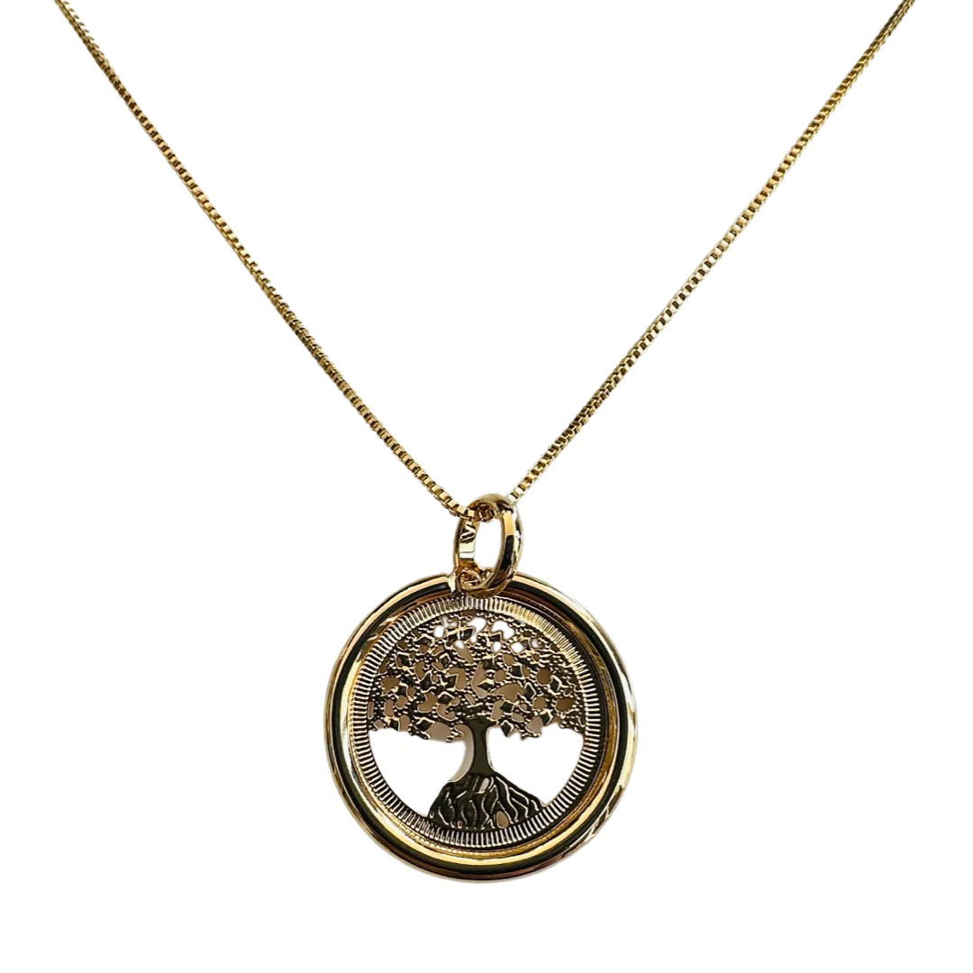 Load image into Gallery viewer, The Large Tree Of Life Necklace in Gold - SpiritedBoutiques Boho Hippie Boutique Style Necklace, Modern Opus
