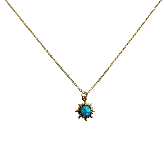 The Opal Sun Necklace in Blue - SpiritedBoutiques Boho Hippie Boutique Style Necklace, Modern Opus