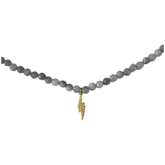 The Sally Stone Lightning Choker in Labradorite - SpiritedBoutiques Boho Hippie Boutique Style Necklace, Modern Opus