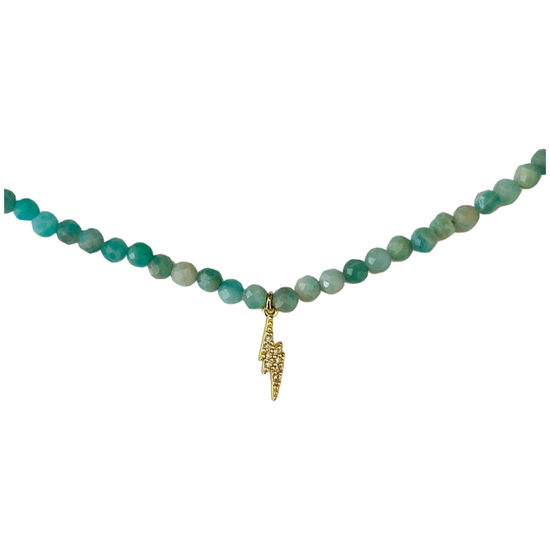 The Sally Stone Lightning Choker in Amazonite - SpiritedBoutiques Boho Hippie Boutique Style Necklace, Modern Opus