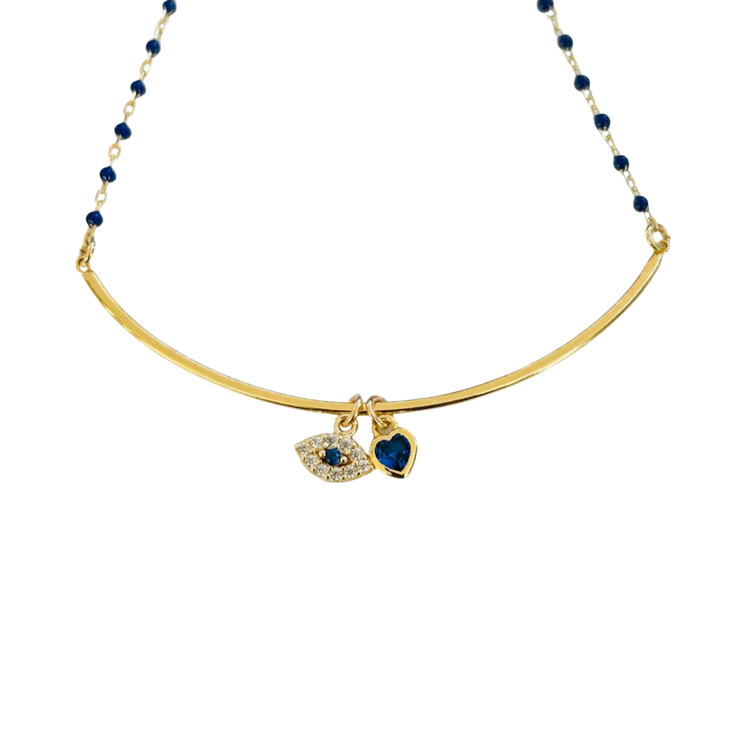 The Emily Bar Eye Bracelet in Blue - SpiritedBoutiques Boho Hippie Boutique Style Bracelet, Modern Opus